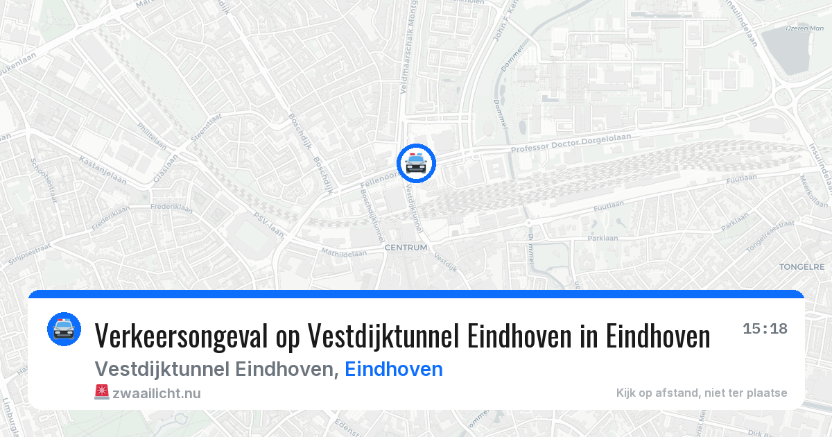 Verkeersongeval op Vestdijktunnel Eindhoven in Eindhoven — 31 mei 2026