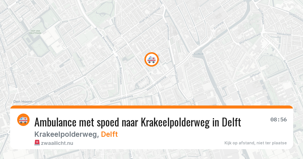 Ambulance met spoed naar Krakeelpolderweg in Delft — 16 mrt 2026