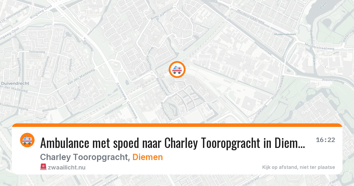 Ambulance met spoed naar Charley Tooropgracht in Diemen — 19 mei 2026