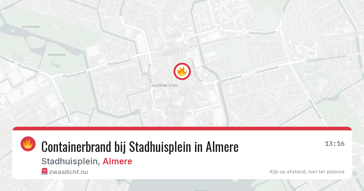 Containerbrand bij Stadhuisplein in Almere — 8 jul 2026