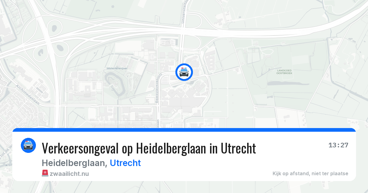 Verkeersongeval op Heidelberglaan in Utrecht — 13 jul 2026
