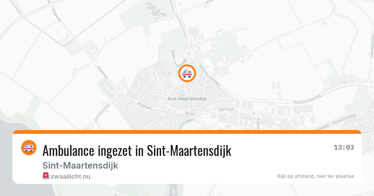 Ambulance ingezet in Sint-Maartensdijk — 20 jul 2026