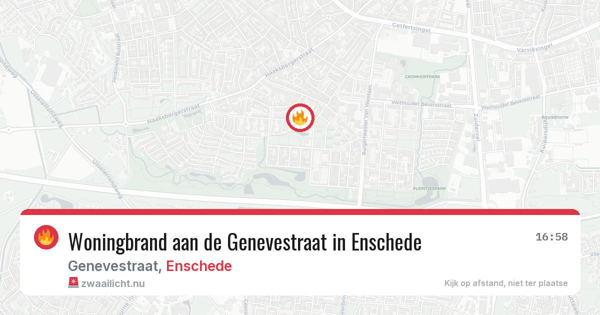 Woningbrand aan de Genevestraat in Enschede — 7 jun 2026