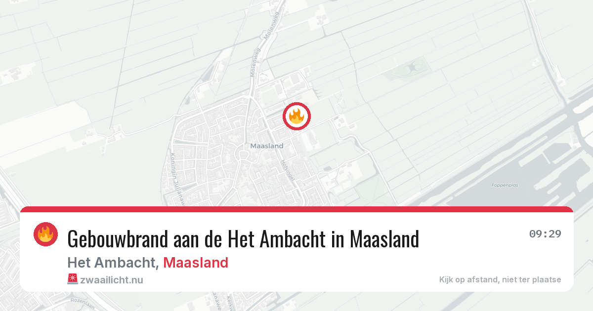 Gebouwbrand aan de Het Ambacht in Maasland — 25 mei 2026
