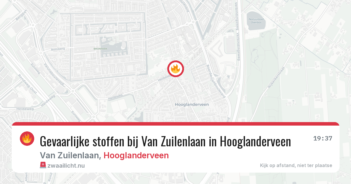 Gevaarlijke stoffen bij Van Zuilenlaan in Hooglanderveen — 20 jul 2026