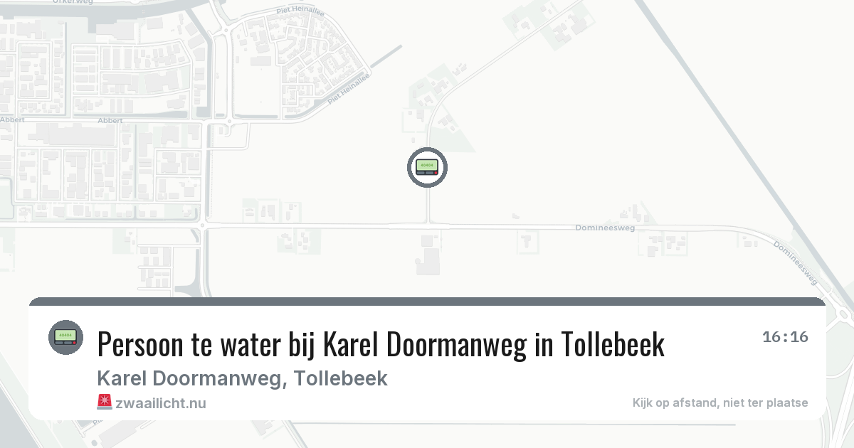 Persoon te water bij Karel Doormanweg in Tollebeek — 8 feb 2026