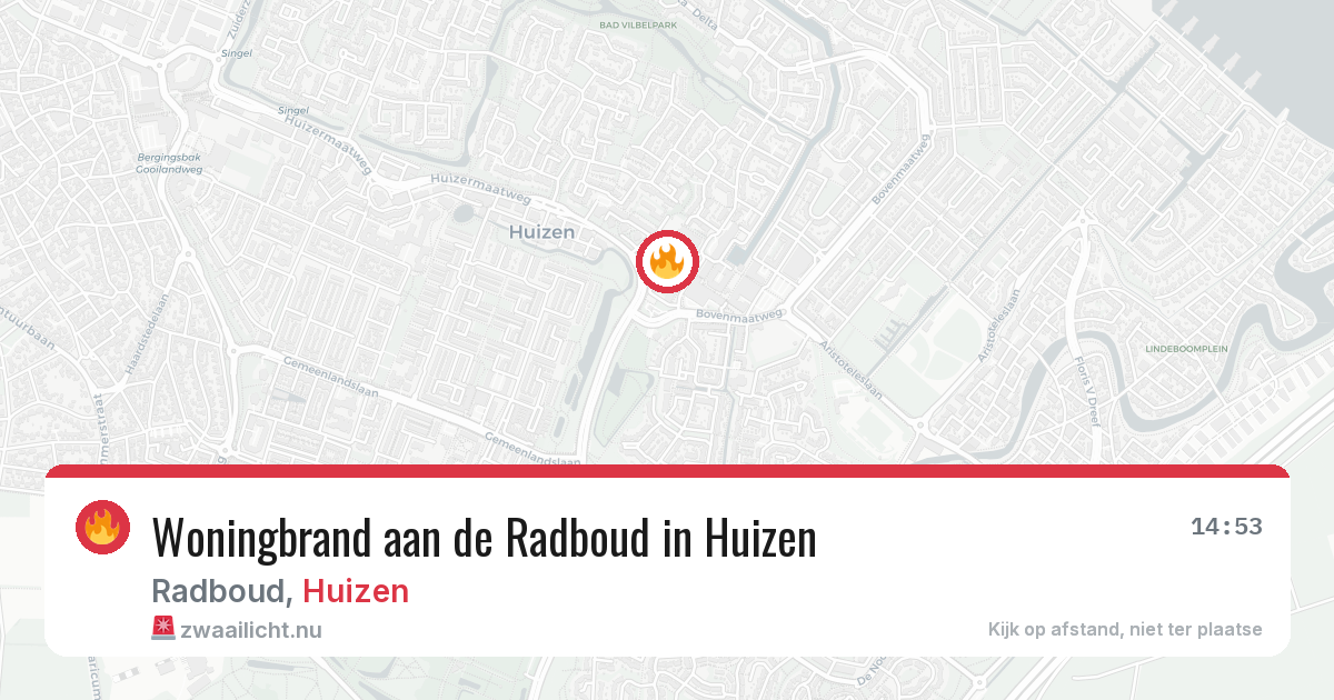Woningbrand aan de Radboud in Huizen — 16 mrt 2026