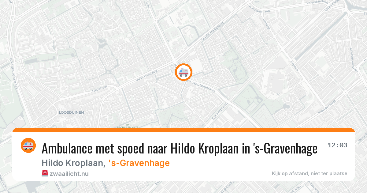 Ambulance met spoed naar Hildo Kroplaan in 's-Gravenhage — 16 jul 2026