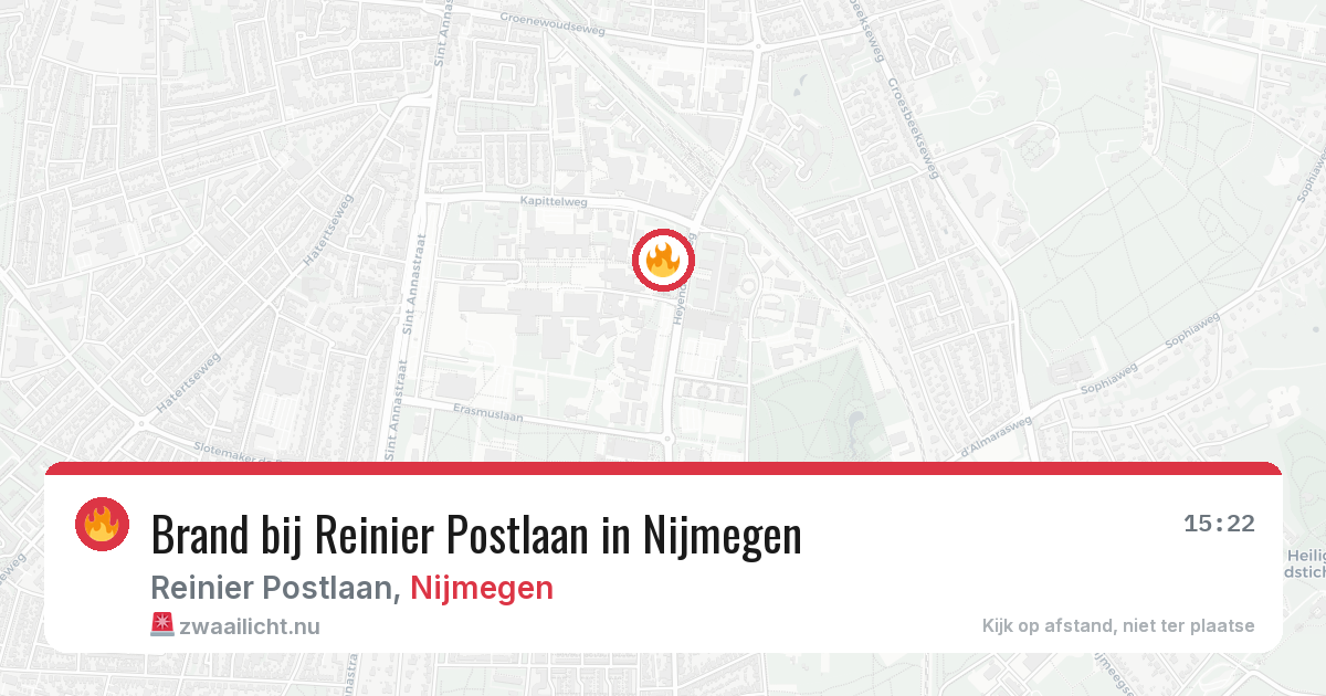 Brand bij Reinier Postlaan in Nijmegen — 23 mrt 2026