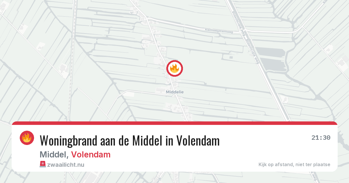 Woningbrand aan de Middel in Volendam — 25 mei 2026
