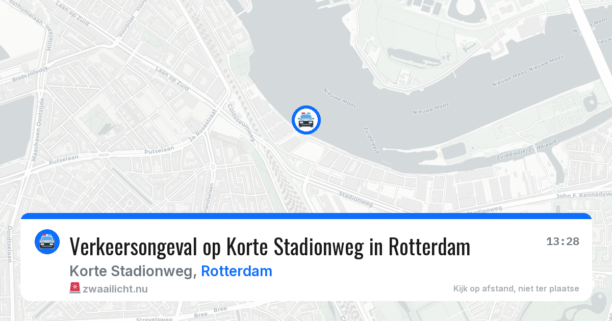 Verkeersongeval op Korte Stadionweg in Rotterdam — 22 mrt 2026