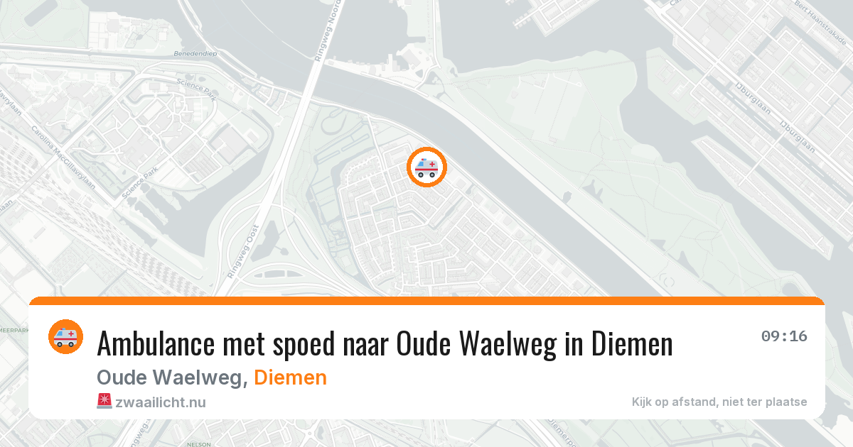 Ambulance met spoed naar Oude Waelweg in Diemen — 22 mrt 2026
