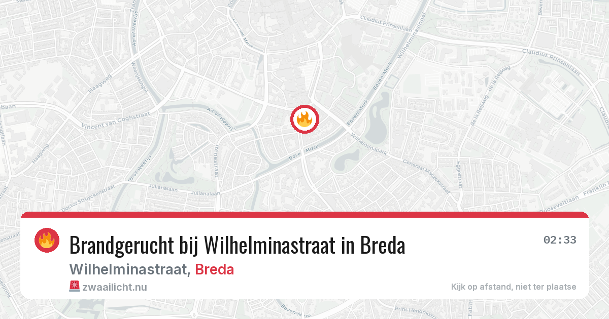 Brandgerucht bij Wilhelminastraat in Breda — 9 jun 2026