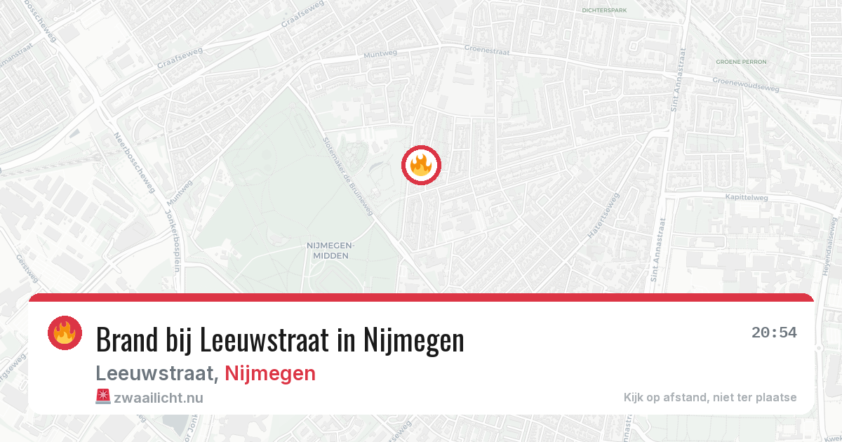 Brand bij Leeuwstraat in Nijmegen — 20 apr 2026