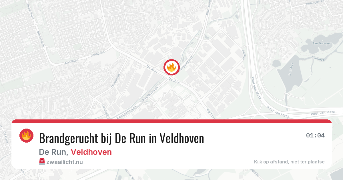 Brandgerucht bij De Run in Veldhoven — 20 mei 2026