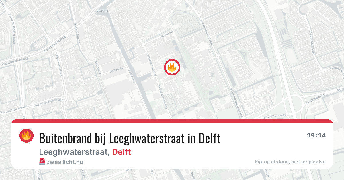 Buitenbrand bij Leeghwaterstraat in Delft — 1 jun 2026