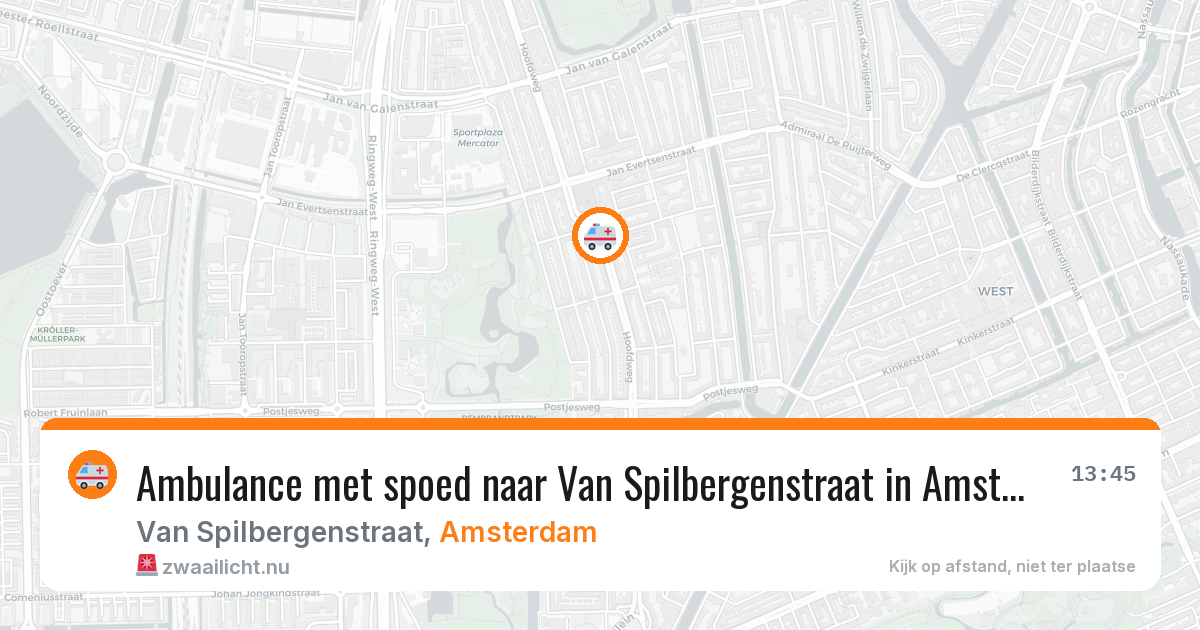 Ambulance met spoed naar Van Spilbergenstraat in Amsterdam — 14 mei 2026