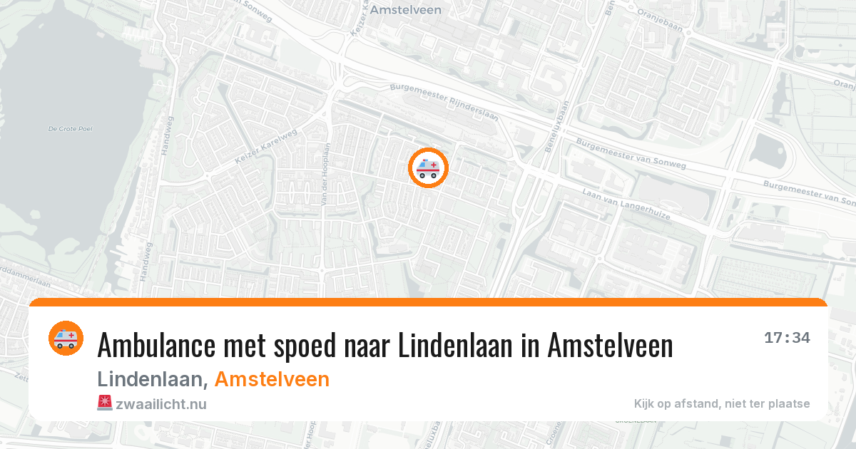 Ambulance met spoed naar Lindenlaan in Amstelveen — 6 jun 2026