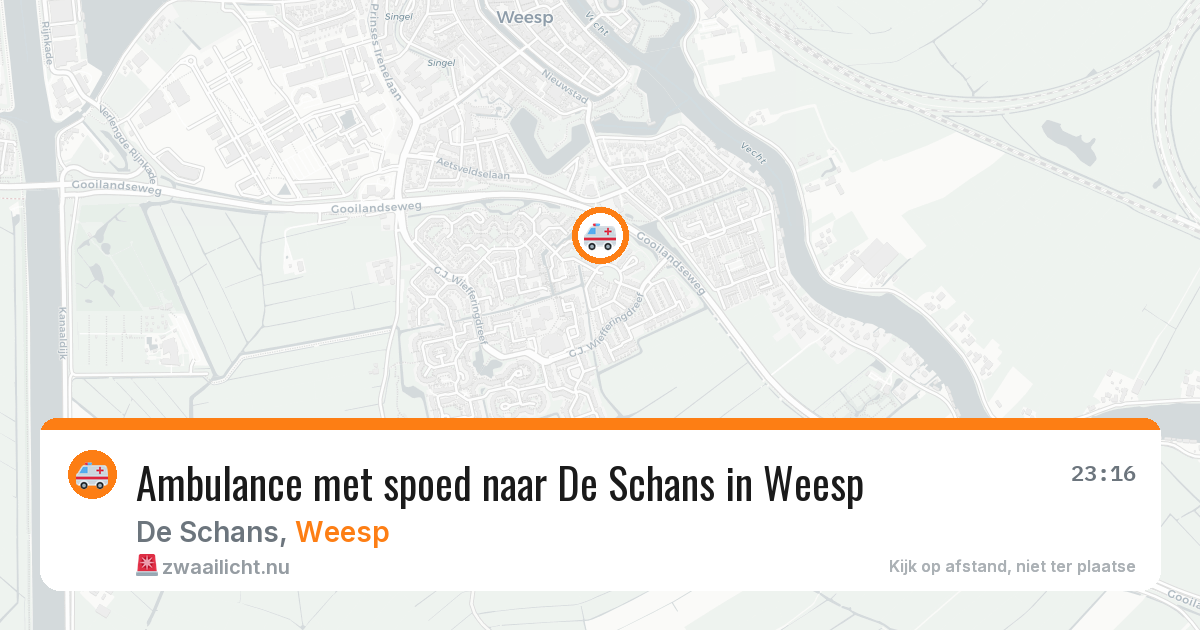 Ambulance met spoed naar De Schans in Weesp — 14 jul 2026