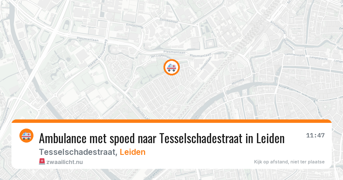Ambulance met spoed naar Tesselschadestraat in Leiden — 19 jul 2026