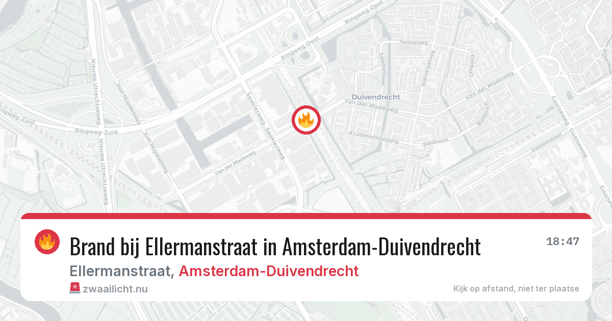 Brand bij Ellermanstraat in Amsterdam-Duivendrecht — 7 jun 2026
