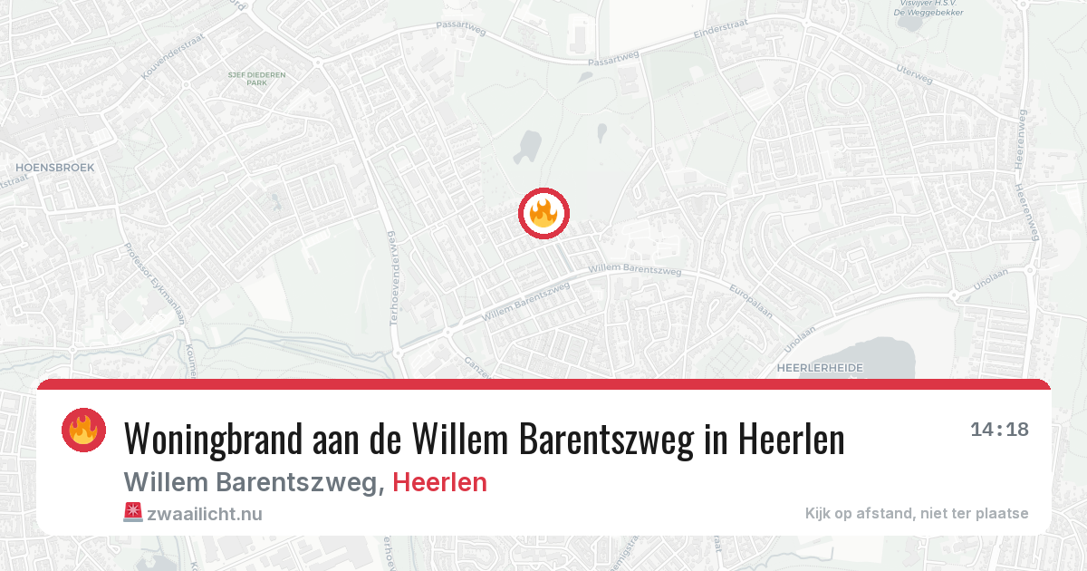 Woningbrand aan de Willem Barentszweg in Heerlen — 12 jul 2026
