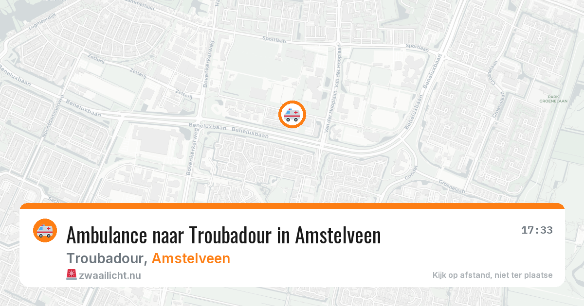 Ambulance naar Troubadour in Amstelveen — 20 mei 2026