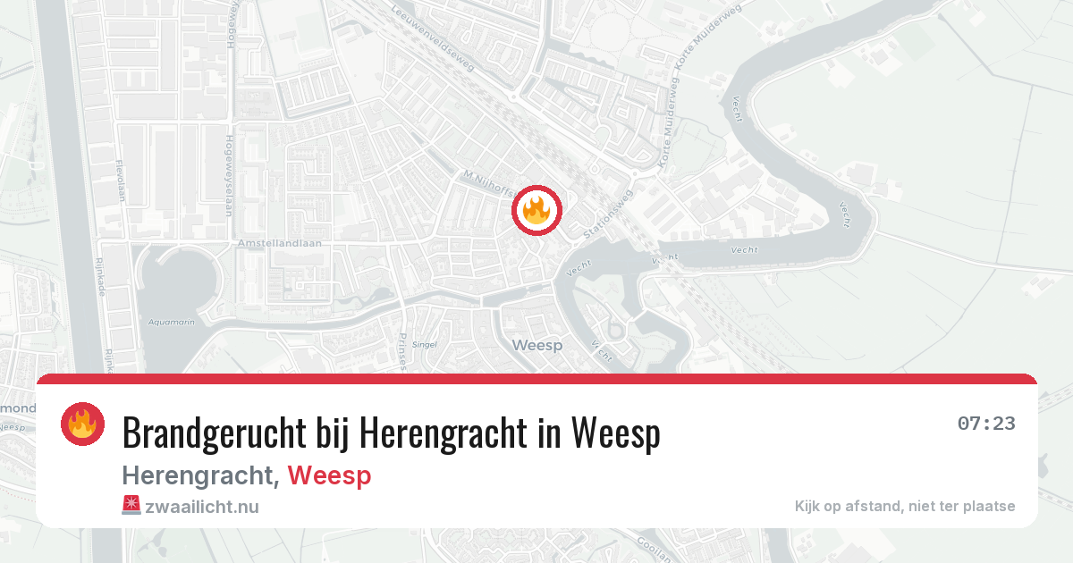 Brandgerucht bij Herengracht in Weesp — 25 jul 2026