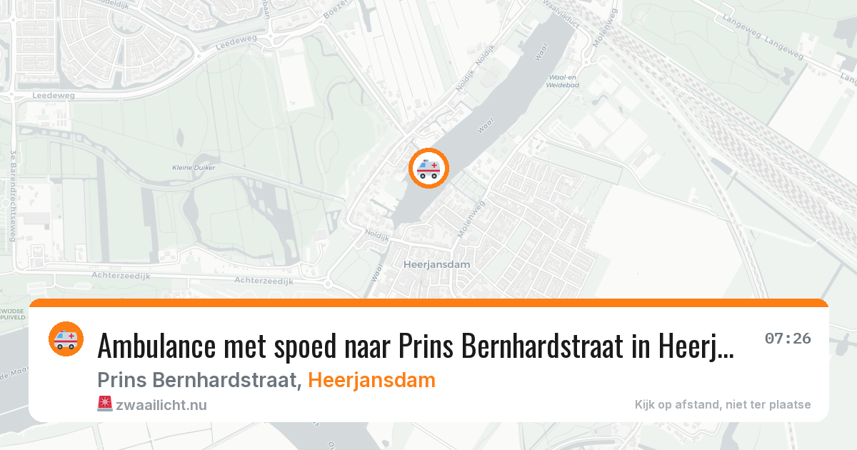 Ambulance met spoed naar Prins Bernhardstraat in Heerjansdam — 26 jul 2026