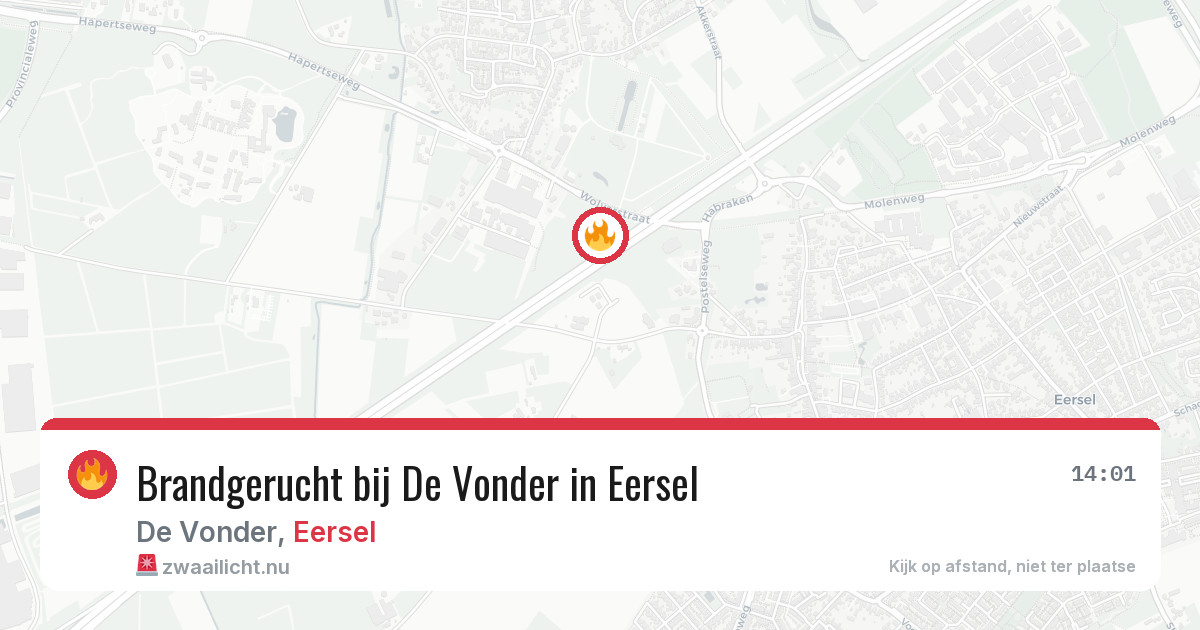 Brandgerucht bij De Vonder in Eersel — 16 mrt 2026