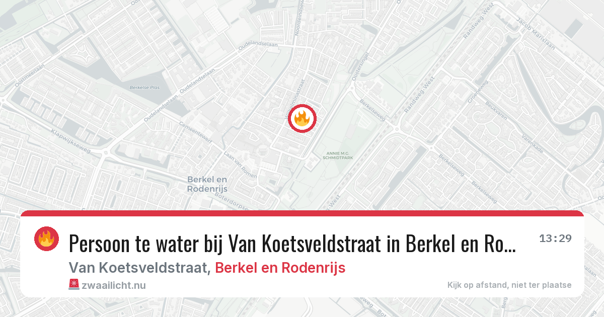 Persoon te water bij Van Koetsveldstraat in Berkel en Rodenrijs — 11 jun 2026