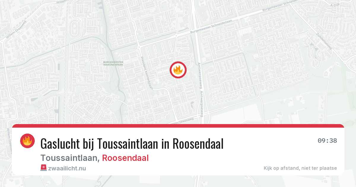 Gaslucht bij Toussaintlaan in Roosendaal — 22 jul 2026