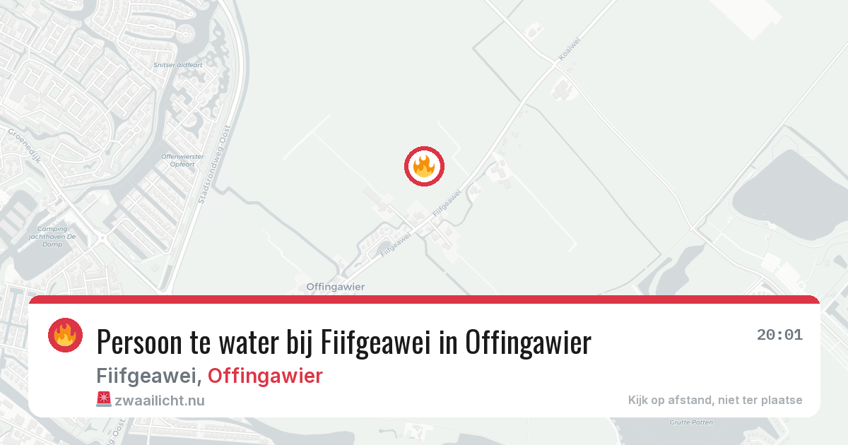 Persoon te water bij Fiifgeawei in Offingawier — 20 jul 2026