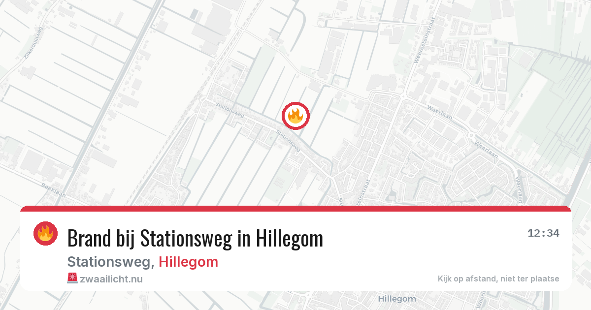 Brand bij Stationsweg in Hillegom — 16 mei 2026