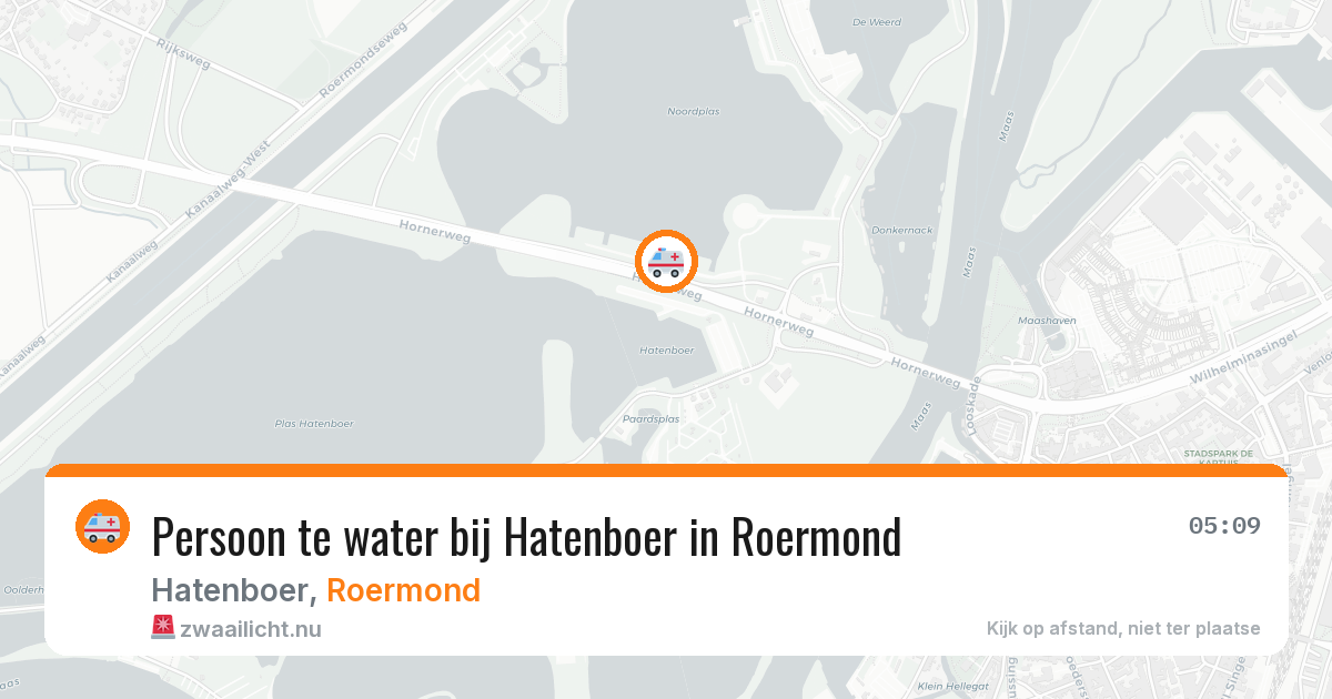 Persoon te water bij Hatenboer in Roermond — 24 mei 2026