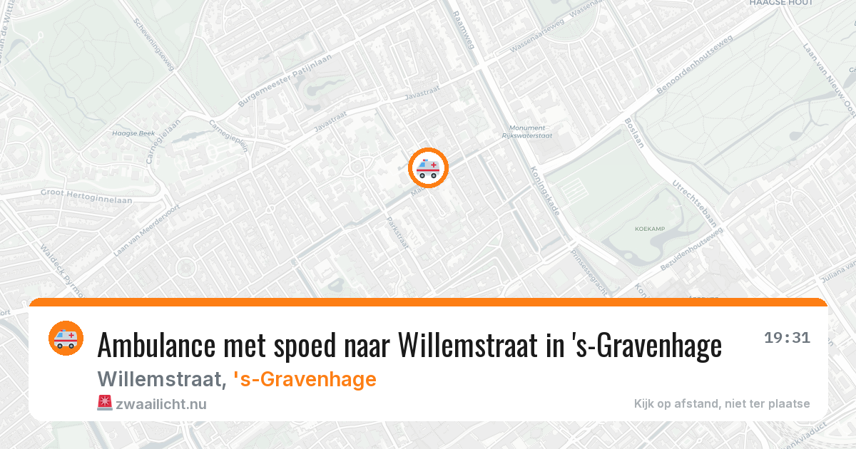 Ambulance met spoed naar Willemstraat in 's-Gravenhage — 23 jul 2026