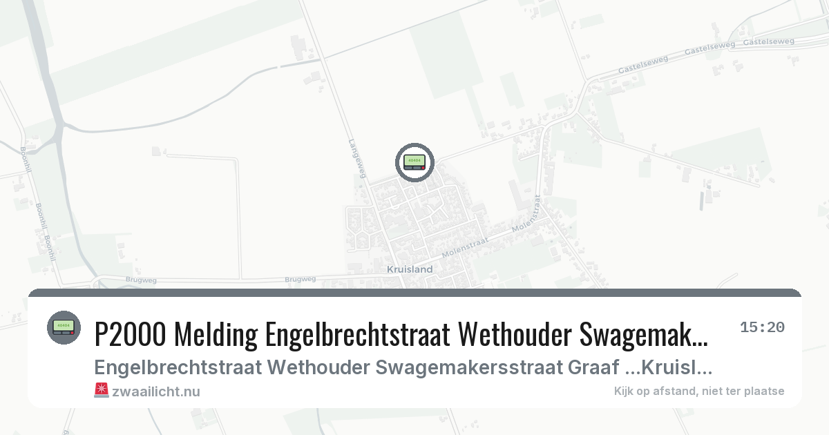 P2000 Melding Engelbrechtstraat Wethouder Swagemakersstraat Graaf Engelbrechtstraat, Kruisland — 2 feb 2026