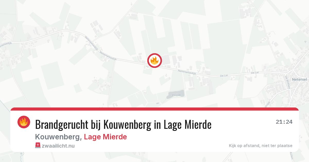Brandgerucht bij Kouwenberg in Lage Mierde — 22 mrt 2026