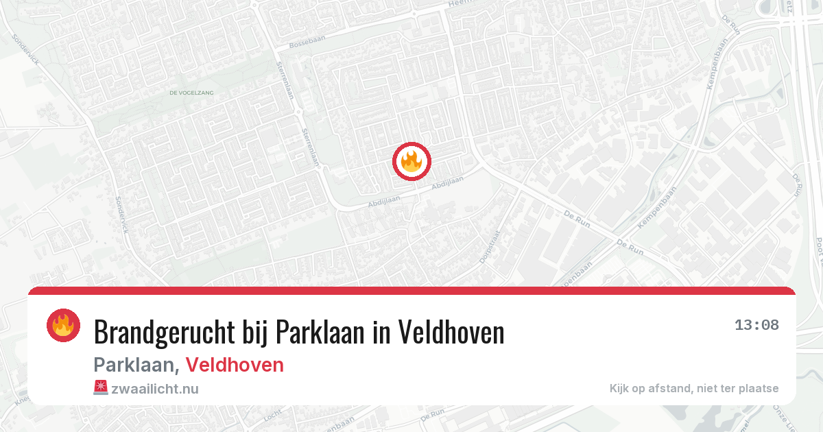 Brandgerucht bij Parklaan in Veldhoven — 21 mrt 2026