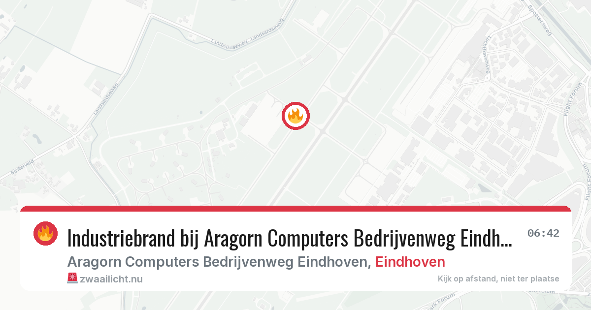 Industriebrand bij Aragorn Computers Bedrijvenweg Eindhoven in Eindhoven — 18 mrt 2026