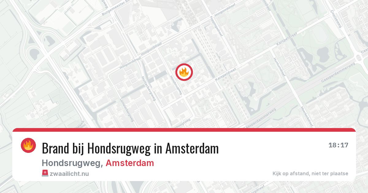 Brand bij Hondsrugweg in Amsterdam — 21 apr 2026