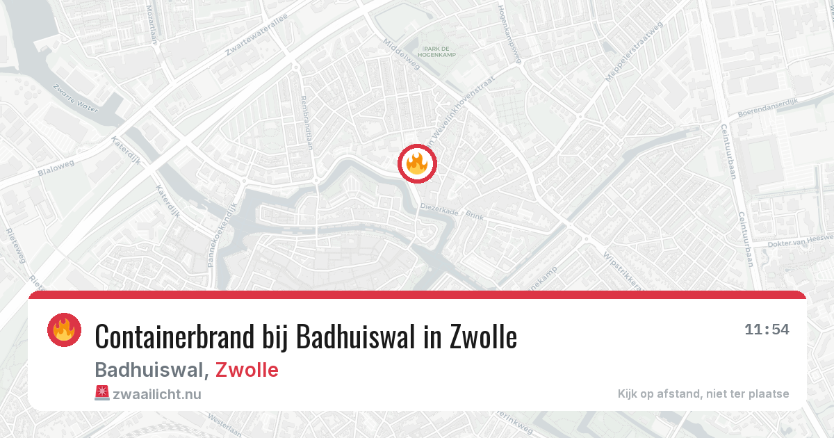 Containerbrand bij Badhuiswal in Zwolle — 14 jul 2026