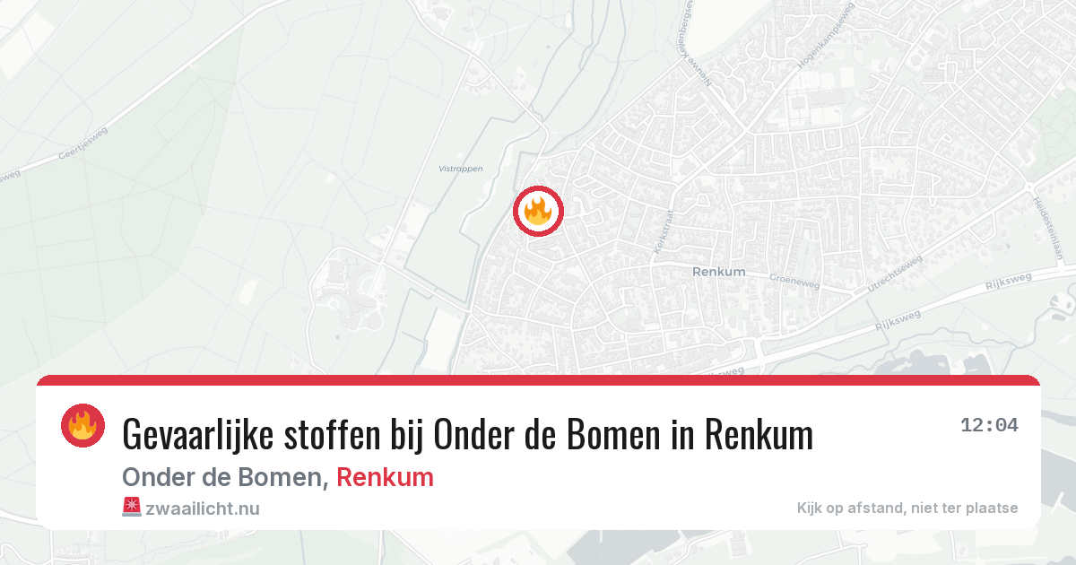 Gevaarlijke stoffen bij Onder de Bomen in Renkum — 17 jul 2026