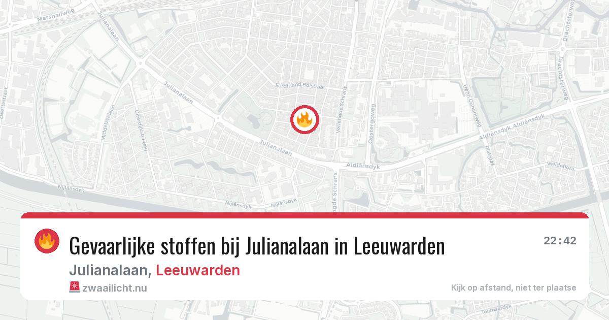 Gevaarlijke stoffen bij Julianalaan in Leeuwarden — 20 jul 2026