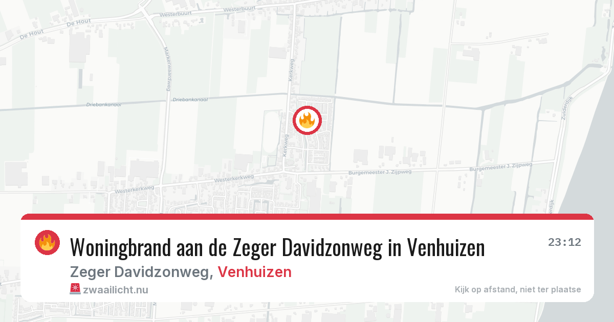 Woningbrand aan de Zeger Davidzonweg in Venhuizen — 27 jun 2026