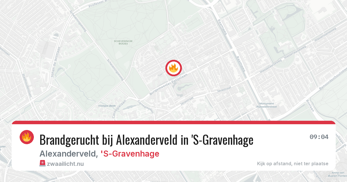 Brandgerucht bij Alexanderveld in 'S-Gravenhage — 13 jul 2026