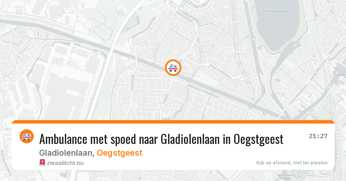 Ambulance met spoed naar Gladiolenlaan in Oegstgeest — 25 jul 2026