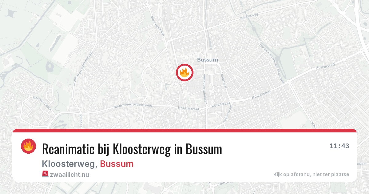 Reanimatie bij Kloosterweg in Bussum — 26 mrt 2026