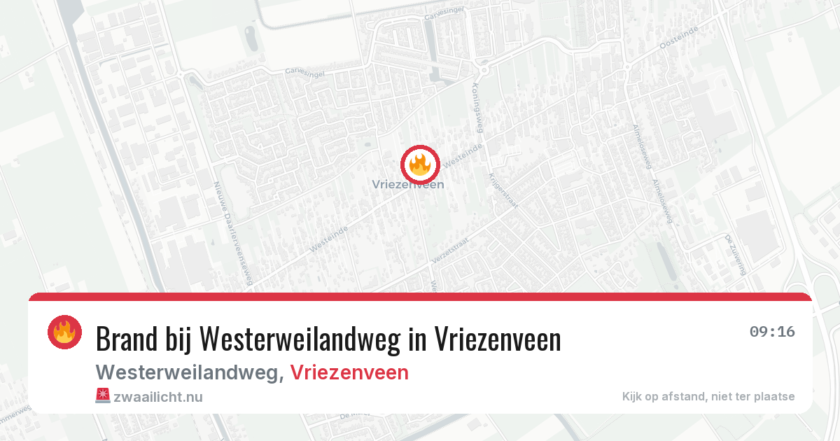 Brand bij Westerweilandweg in Vriezenveen — 8 mrt 2026