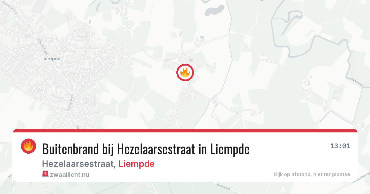 Buitenbrand bij Hezelaarsestraat in Liempde — 21 jul 2026